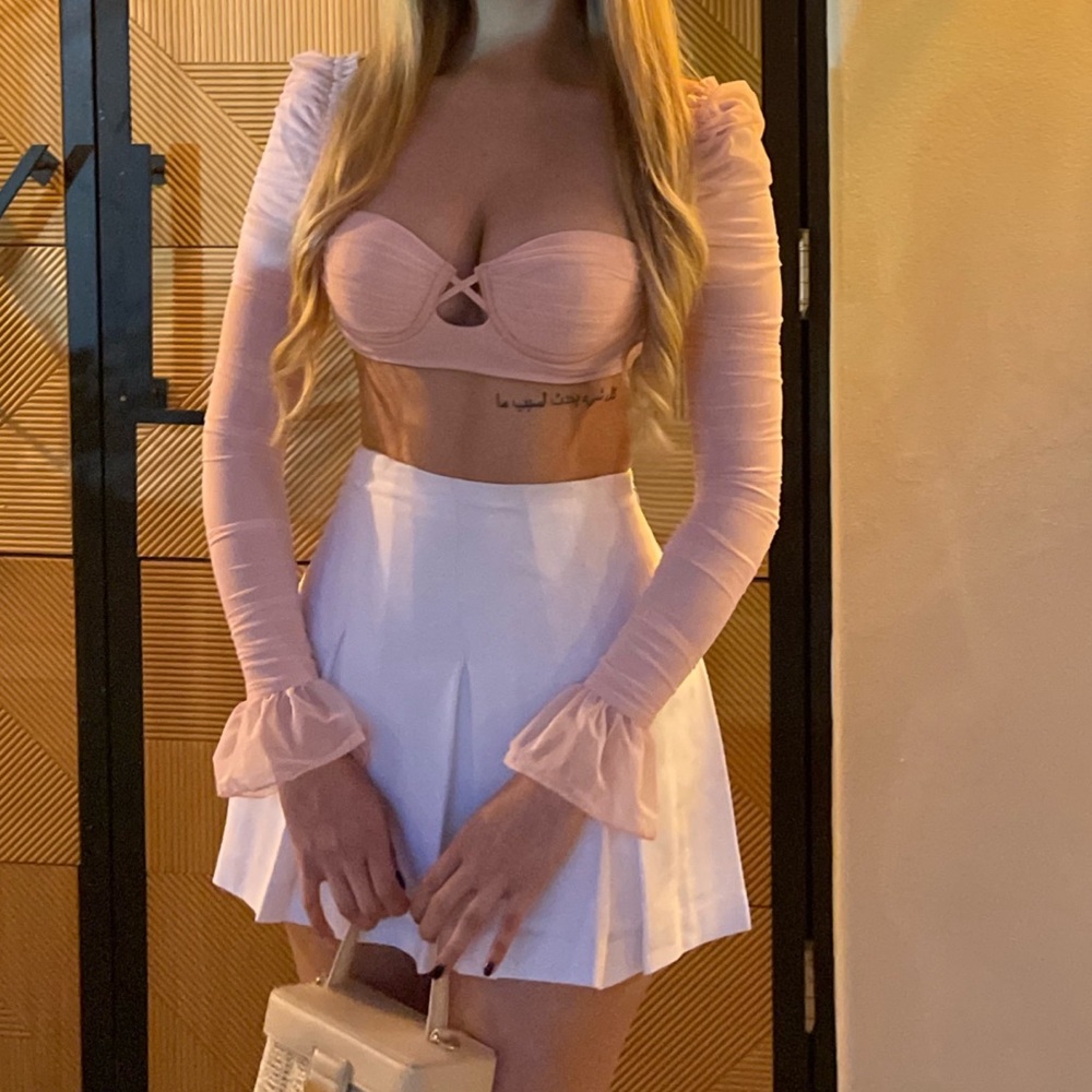 Oh Polly Pink Long Sleeve Crop Top